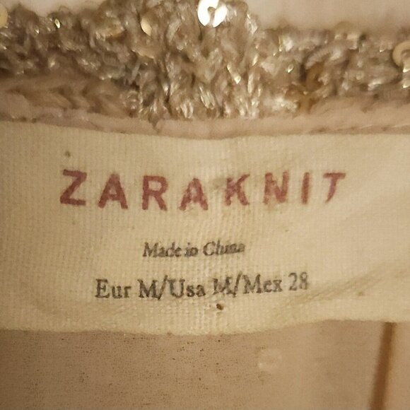 Zara Women's Gold Sparkle Sweater With Silky Back Detail Medium - Picture 6 of 9